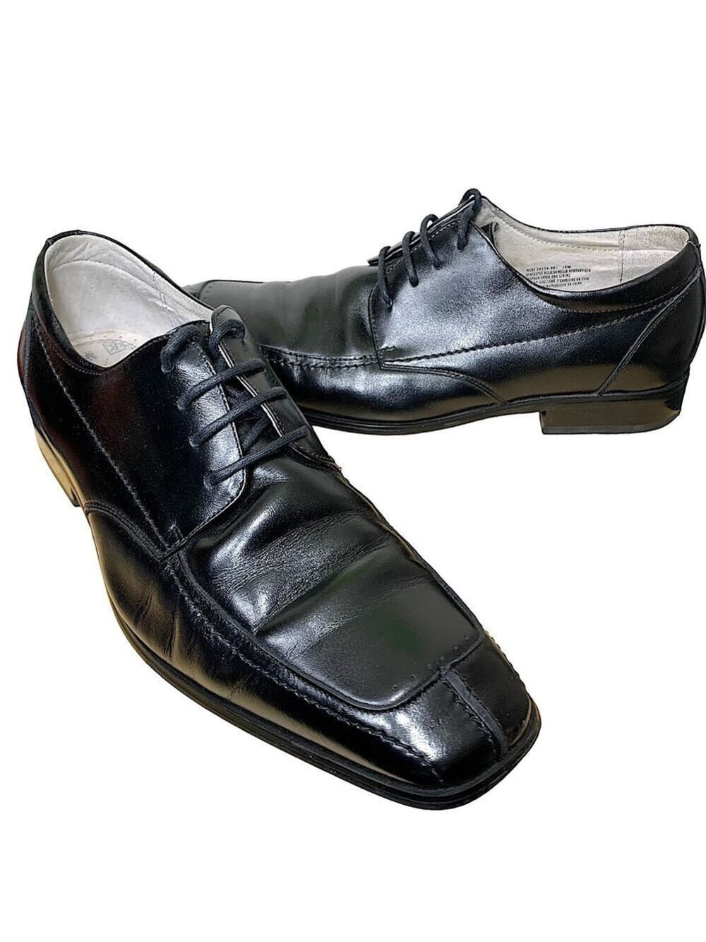 Stacy Adams Black Leather Oxford Dress Shoes Men Sz 10 M Bike Toe Lace Up Modern